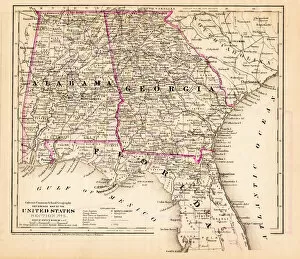 Globe Navigational Equipment Collection: Alabama Florida Georgia map 1881