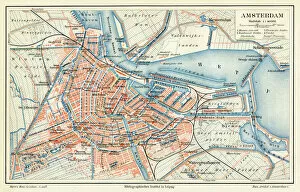 Netherlands Poster Print Collection: Amsterdam city map 1895