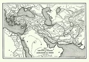 Ancient civilizations Collection: Ancient History - Map of Alexander the Great Campaigns