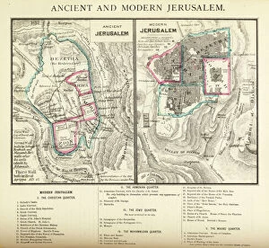 Desert Mouse Fine Art Print Collection: Ancient and Modern Jerusalem Map Engraving