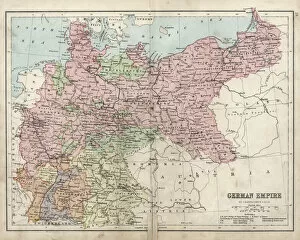 Bad Condition Collection: Antique damaged map of German Empire 19th Century