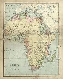Paintings Metal Print Collection: Antique map of Africa in the 19th Century, 1873