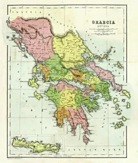 Southern Europe Collection: Antique map of Ancient Greece