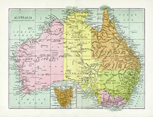 Wales Metal Print Collection: Antique Map of Australia