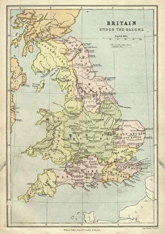 Top Sellers - Art Prints Canvas Print Collection: Antique map of Britain under the Anglo Saxons