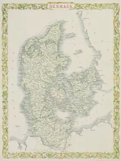 Denmark Pillow Collection: Antique map of Denmark