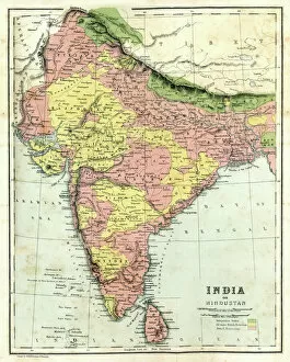 Image Created 19th Century Collection: Antique map of India