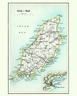 Natural Phenomenon Collection: Antique map, Isle of Man 19th Century