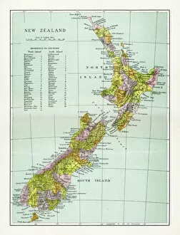 9 Sep 2013 Metal Print Collection: Antique Map of New Zealand