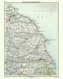 North Yorkshire Collection: Antique map, North and East Yorkshire 19th Century