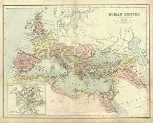 Lithograph Collection: Antique map of the Roman Empire