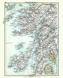Bute Fine Art Print Collection: Antique map, Scotland, Jura, Mull, Argyll, Islay 19th Century
