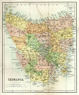 Hobart Collection: Antique Map of Tasmania
