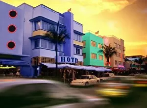 Signs Canvas Print Collection: Art deco buildings in Miami Beach