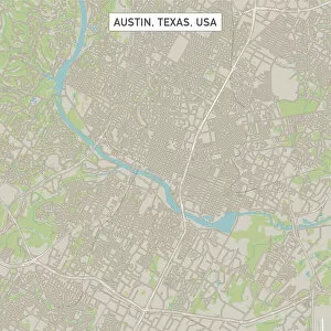Maps Fine Art Print Collection: Austin Texas US City Street Map