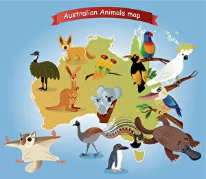 Australia Fine Art Print Collection: Australian Animals Map
