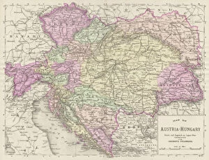 Hungary Pillow Collection: Austria Hungary map 1893