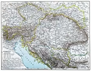 Kosovo Premium Framed Print Collection: Austro-Hungarian Monarchy map from 1896
