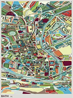 11 Jul 2018 Antique Framed Print Collection: Bath city of England art map