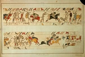 Battle of Normandy (D-Day) Premium Framed Print Collection: Bayeux Tapestry Scene - King Harold II (c. 1022 - 1066) is killed