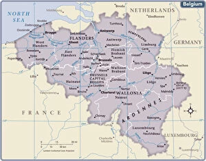 Belgium Premium Framed Print Collection: Belgium country map