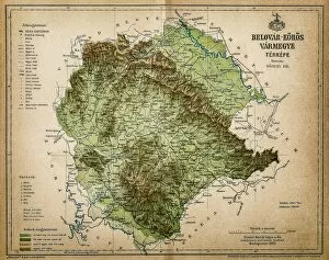 Montenegro Premium Framed Print Collection: Belovar-koros, Croatio map from 1893