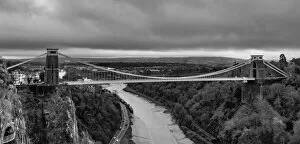 Brunel Photographic Print Collection: Black and White Clifton Suspension Bridge