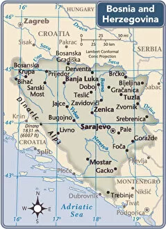 Bosnia and Herzegovina Mouse Mat Collection: Bosnia and Herzegovina country map