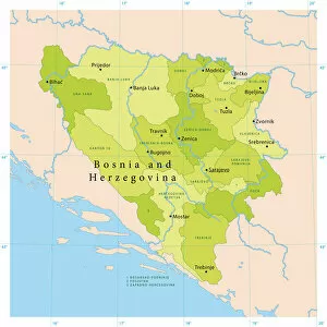 Bosnia and Herzegovina Metal Print Collection: Bosnia Herzegovina Vector Map