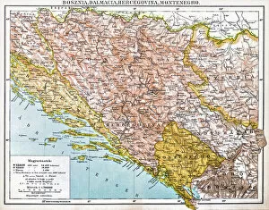 Bosnia and Herzegovina Fine Art Print Collection: Bosnia and Montenegro map 1893