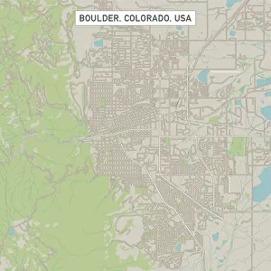 Green Scale Fine Art Print Collection: Boulder Colorado US City Street Map
