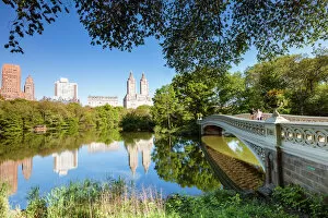 Central Park Canvas Print Collection: Bow bridge in springtime, Central Park, New York