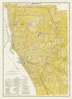 Maps Fine Art Print Collection: Buffalo city map 1893
