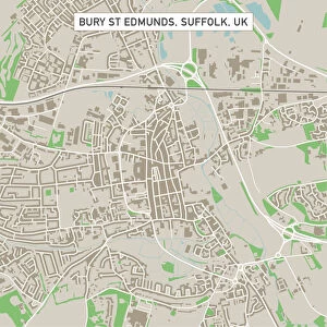 Suffolk Collection: Bury St Edmunds Suffolk UK City Street Map