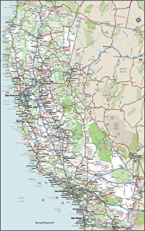 California Mouse Poster Print Collection: California Highway Map