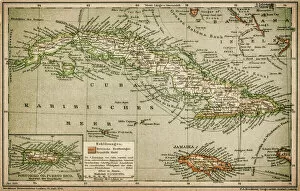 Maps Metal Print Collection: Caribbean map