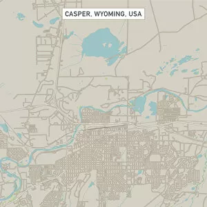 Vector illustrations Canvas Print Collection: Casper Wyoming US City Street Map