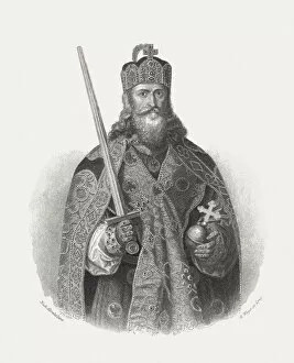 Albrecht Durer Photographic Print Collection: Charlemagne - the first Holy Roman Emperor, published in 1868
