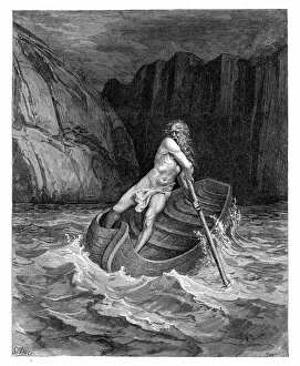 Globe Navigational Equipment Collection: Charon the ferryman engraving