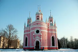 Bare Tree Collection: Chesme Church in winter at Saint Petersburg Russia