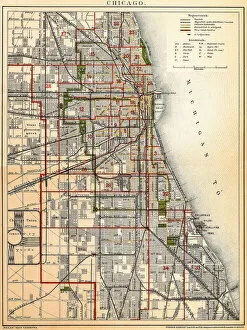 Related Images Framed Print Collection: Chicago map