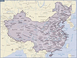 Maps Metal Print Collection: China country map