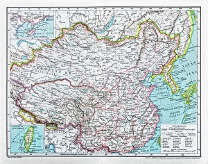 Lakes Metal Print Collection: China map