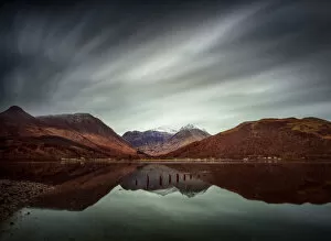 Lakeshore Collection: Clouds Over Glencoe Village - Three Sisters - Scotland