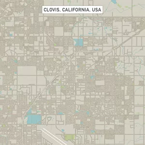Vector illustrations Canvas Print Collection: Clovis California US City Street Map