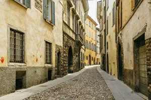 Space exploration Premium Framed Print Collection: Cobbled street in Citta Alta (Old Town) in Bergamo, Lombardy, Italy