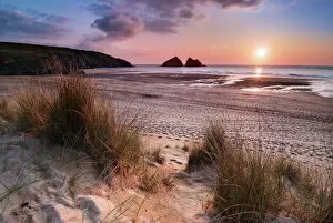 Sunset landscapes Framed Print Collection: Cornwall - Holywell Bay