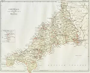 Maps and Charts Photo Mug Collection: Cornwall map 1884