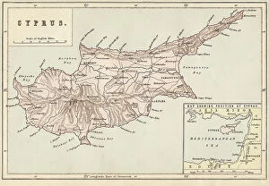 Cyprus Photo Mug Collection: Cyprus map - Published 1884 by William Mackenzie, London for 'The National Encyclopedia'