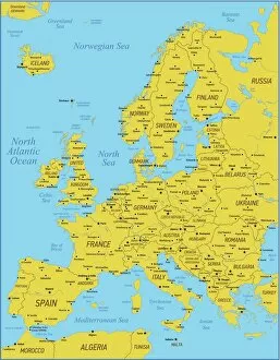 Ireland Poster Print Collection: Europe Map with France, Portugal, Spain and Netherlands